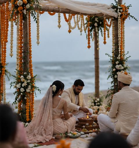 A beach wedding — ritual, Raht Aashyana Lakhanpal, Candolim, Goa